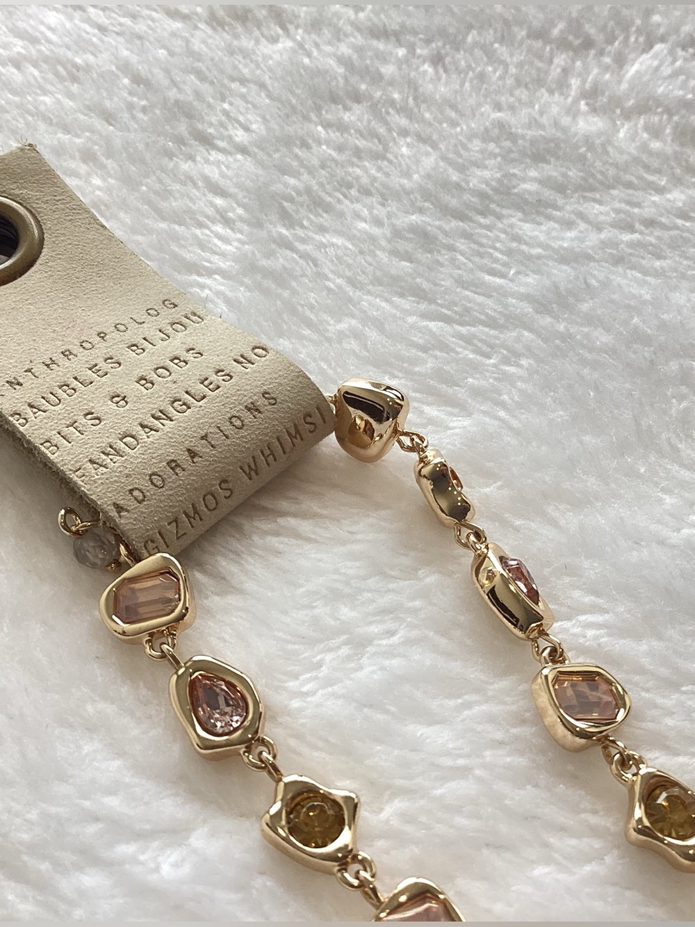 Anthropologie Gold-Plated Bracelet Colorful Stone New Taupe 7” - Picture 7 of 7